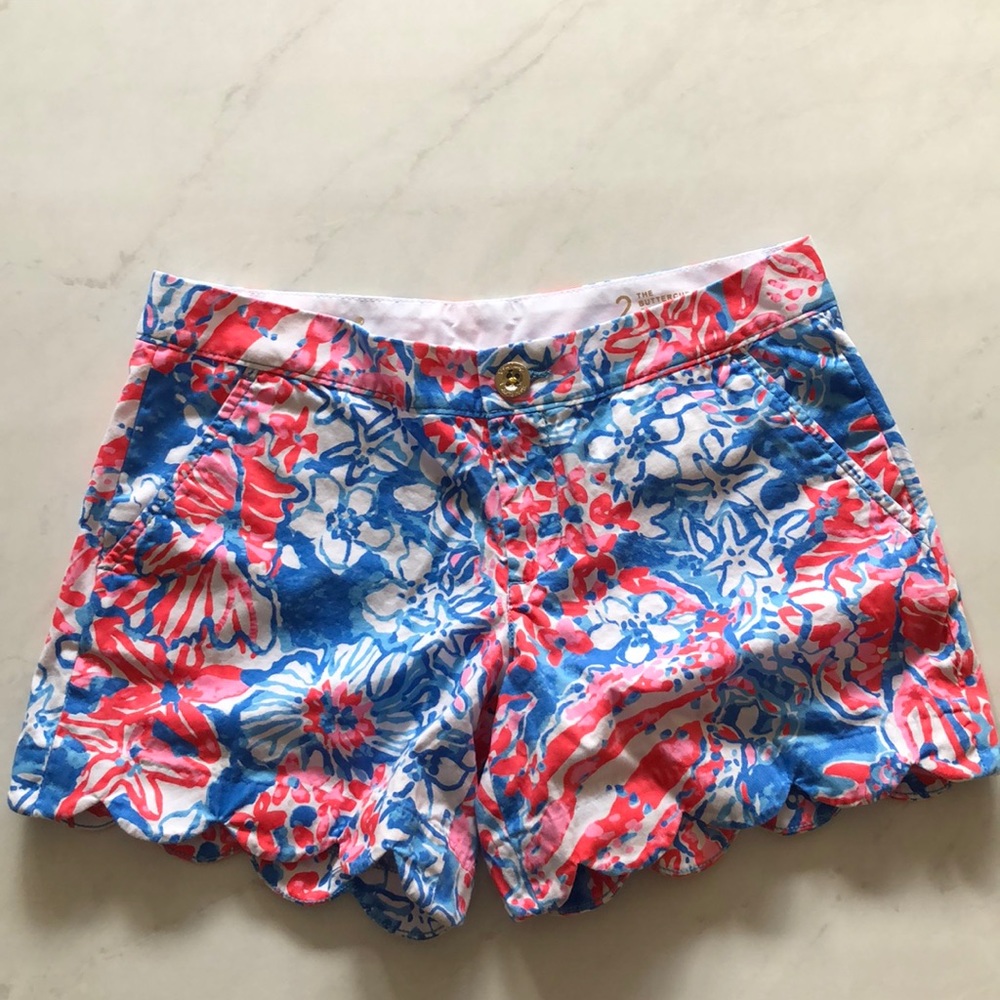 Lilly Pulitzer Buttercup Shorts with Scalloped Hem